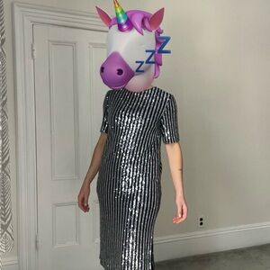 NWT Flat White Black and Silver Sequin Dress